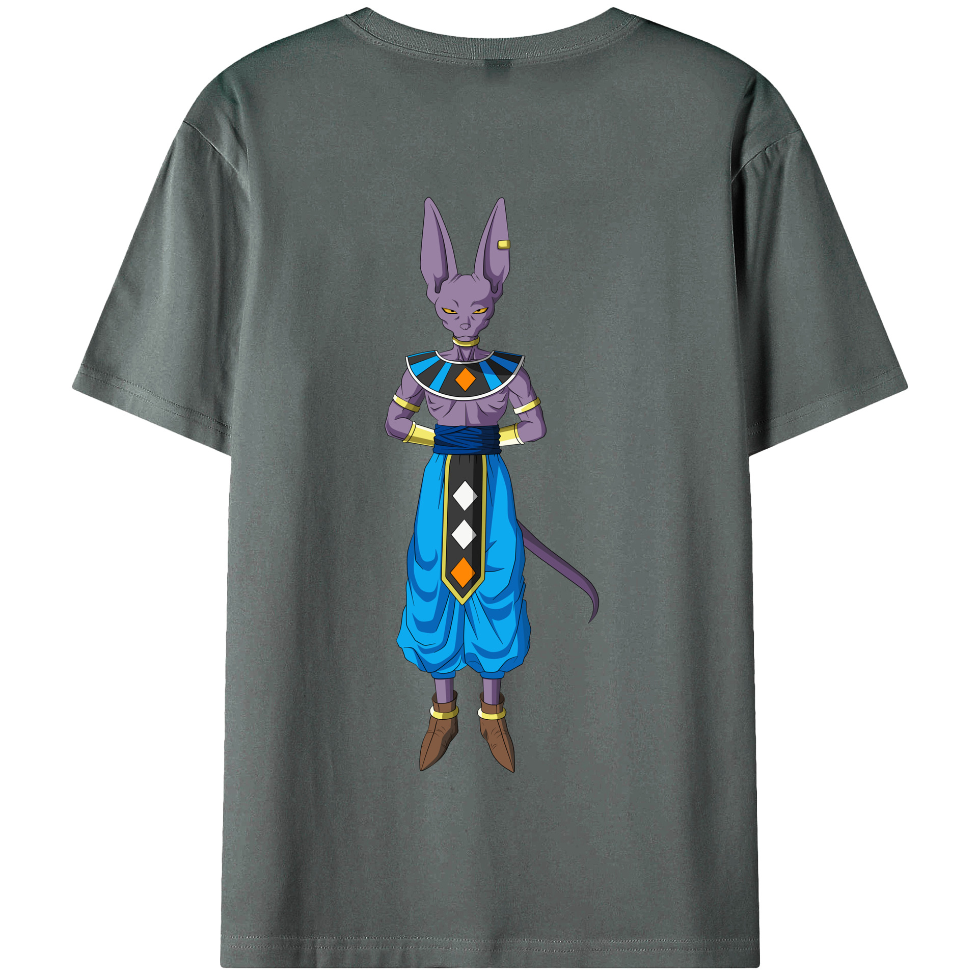 （画像用） ドラゴンボール ビルス 破壊神ビルス DRAGON BALL Beerus Birusu 綿100％半袖Tシャツ（背面プリント）